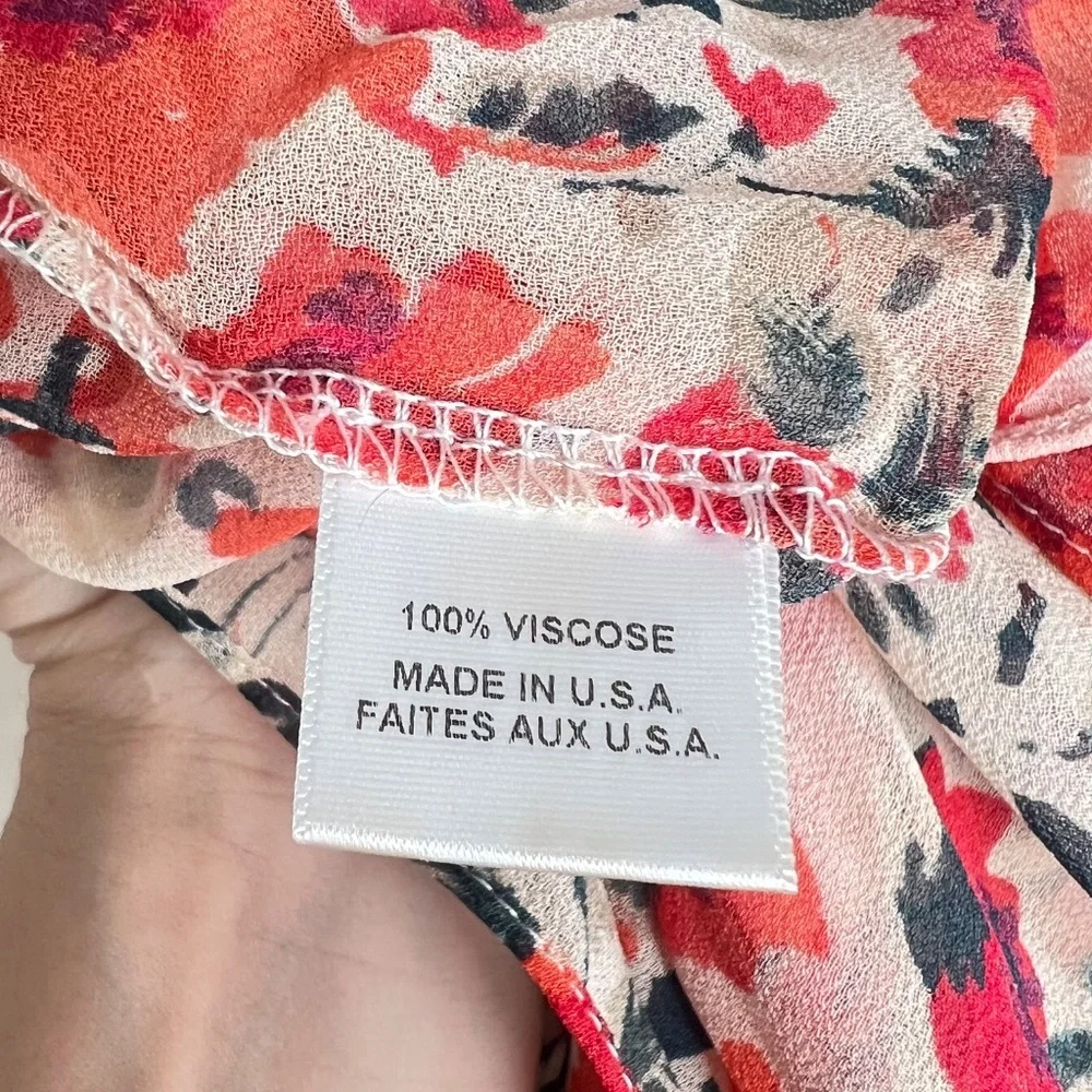 MISA Los Angeles Asra Red Floral Puff Sleeve Dress S - Picture 6 of 8